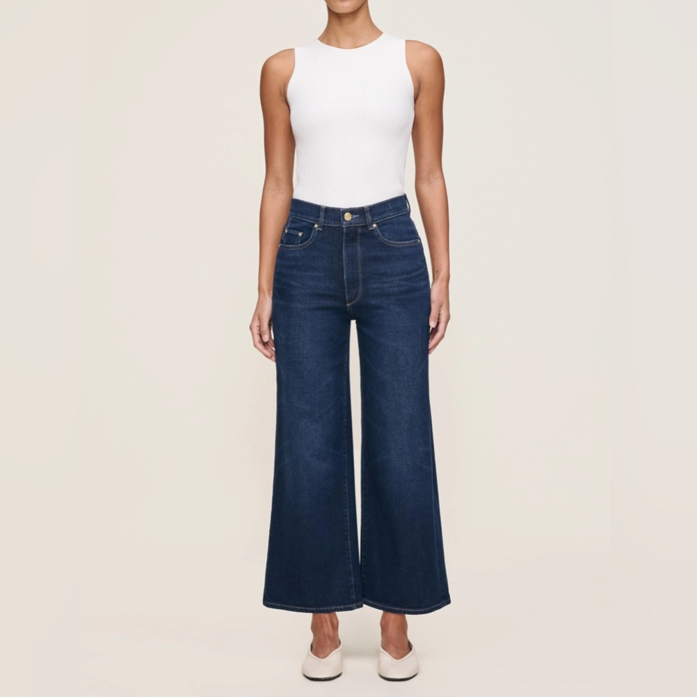 DL1961 Hepburn Wide Leg High Rise Vintage Jeans in Mediterranean